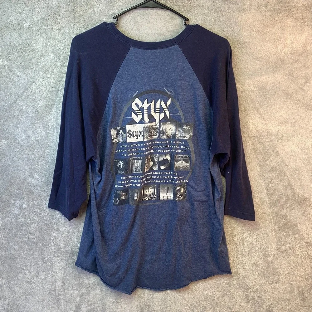 Tultex Styx T-Shirt L Blue Renegade 2018 Tour Raglan 3/4 Sleeve